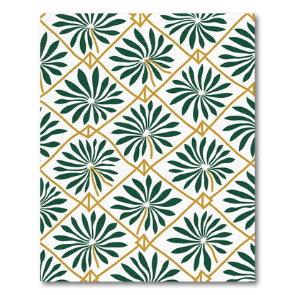 Emerald Palm Leaf Diamond Lattice Rug