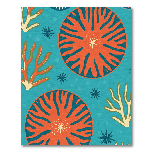 Orange Coral Underwater Medallion Rug