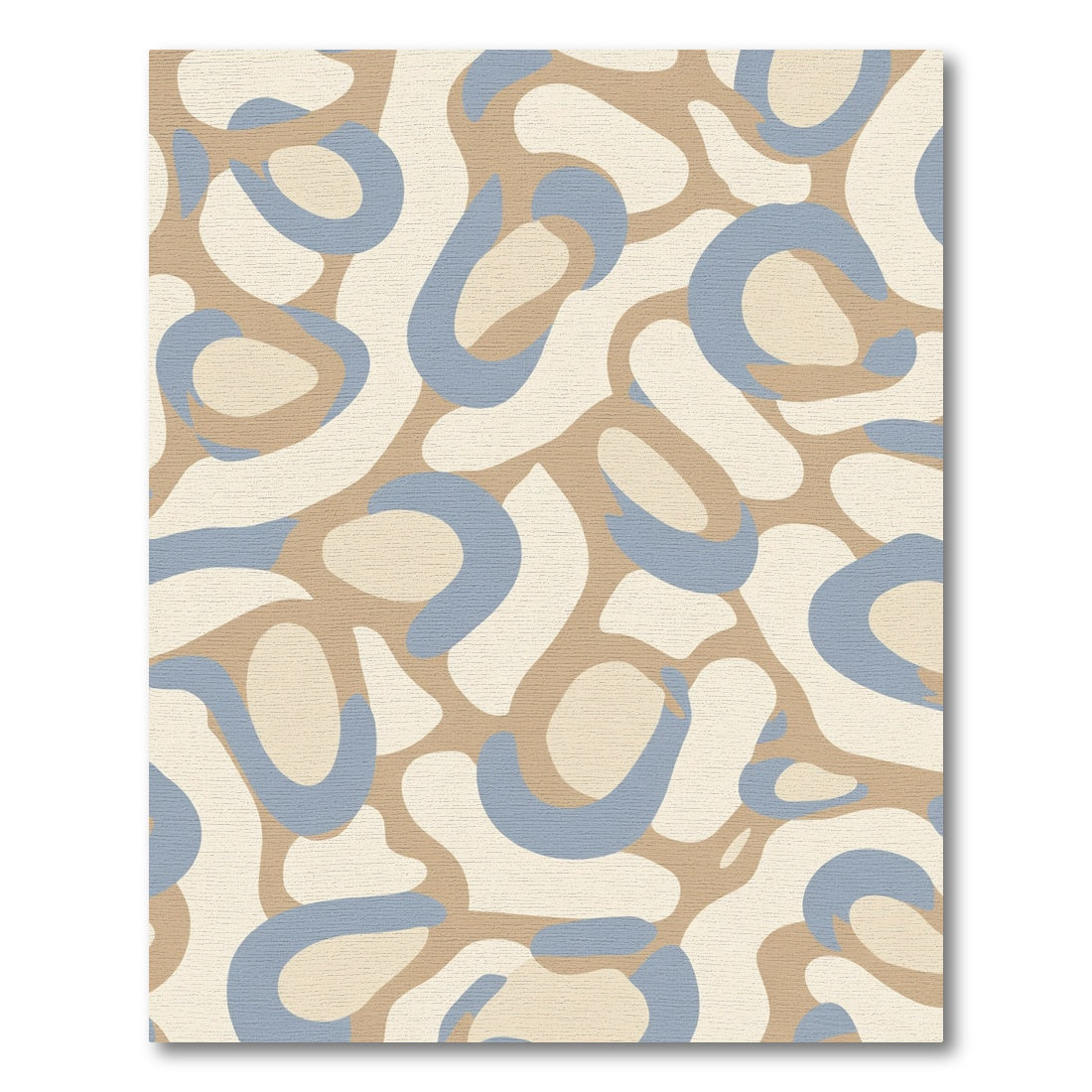Abstract Beige Midcentury Organic Shapes Rug