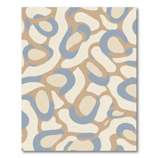 Abstract Beige Midcentury Organic Shapes Rug