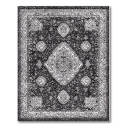 Black White Persian Medallion Area Rug