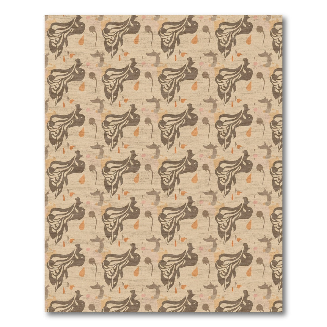 Earthy Ochre Abstract Bird Shapes Rug