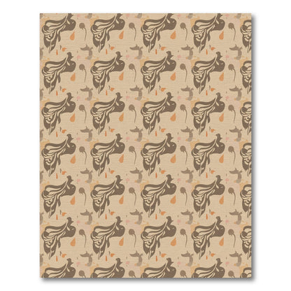 Earthy Ochre Abstract Bird Shapes Rug