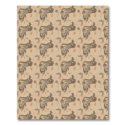 Earthy Ochre Abstract Bird Shapes Rug