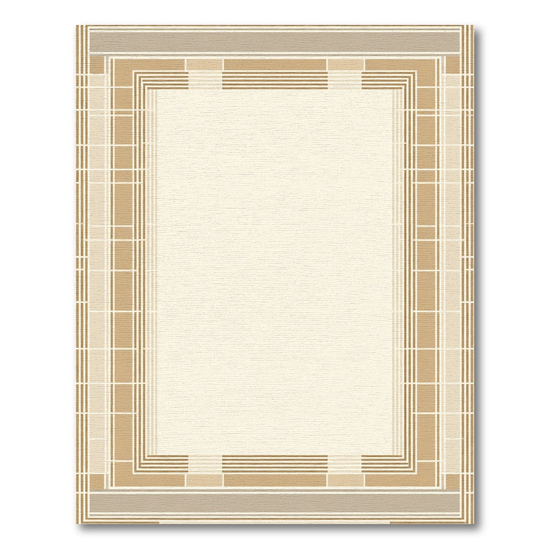 Neutral Tones Geometric Border Rug