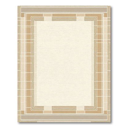 Neutral Tones Geometric Border Rug