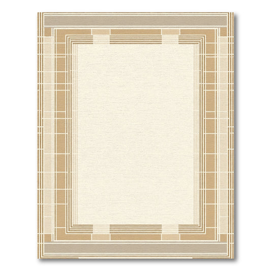 Neutral Tones Geometric Border Rug