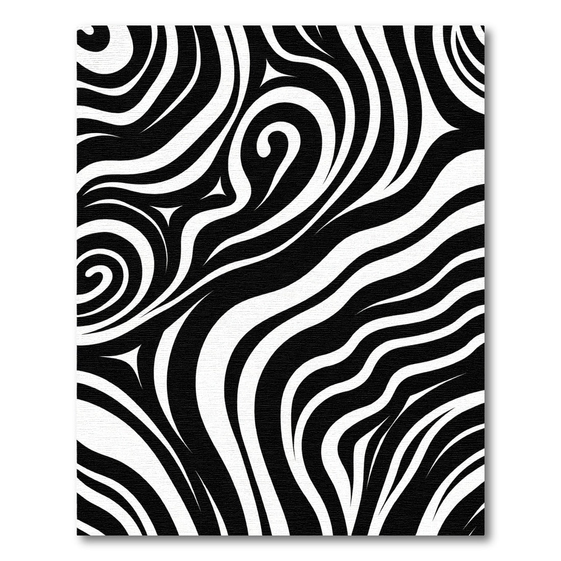 Bold Black White Abstract Swirl Rug