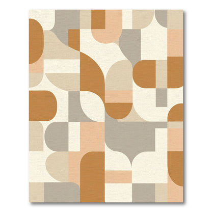 Terracotta Beige Abstract Geometric Shapes Rug