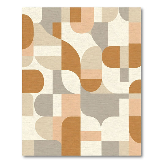Terracotta Beige Abstract Geometric Shapes Rug