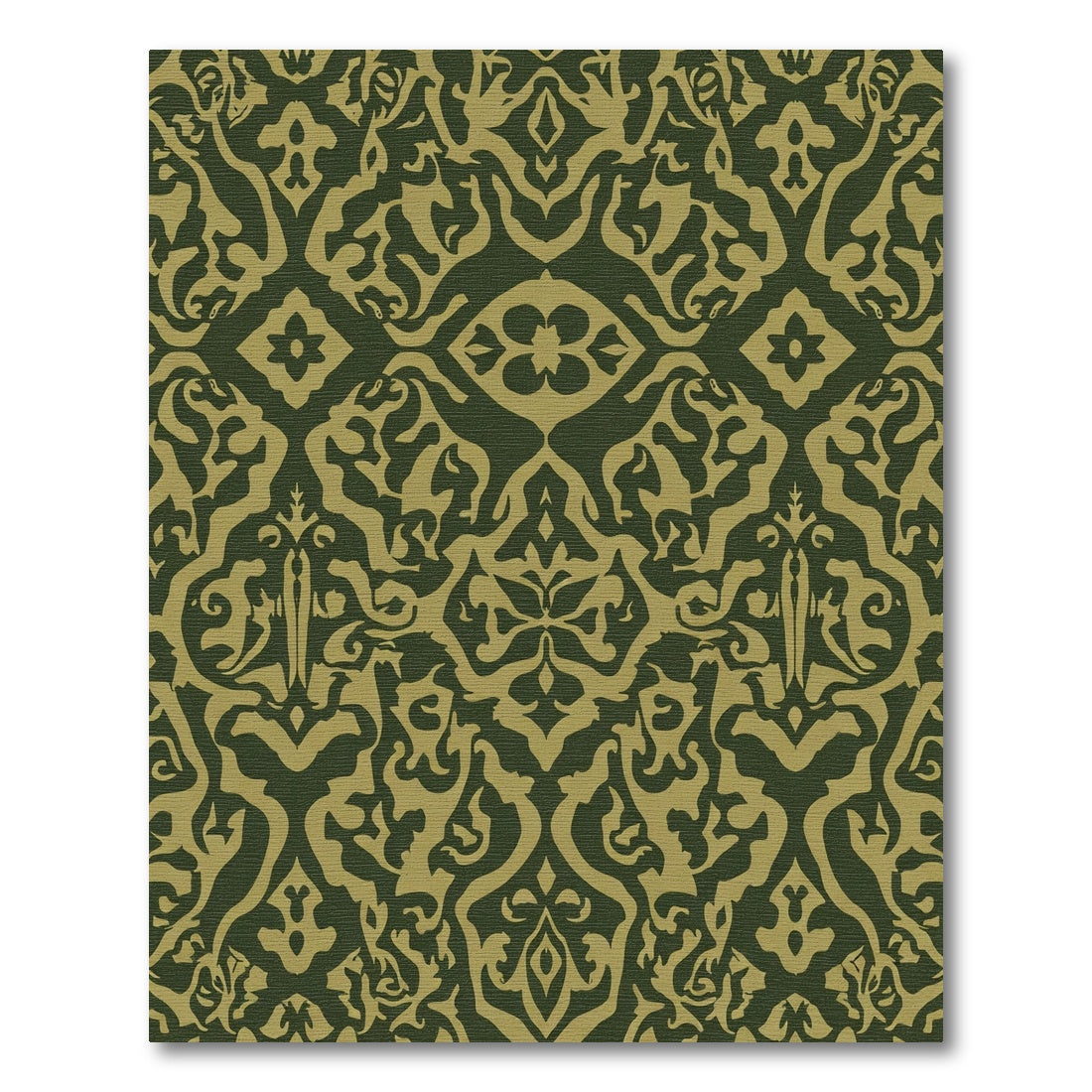Olive Gold Arabesque Damask Rug