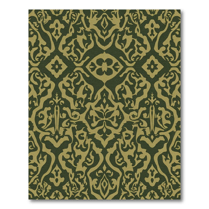 Olive Gold Arabesque Damask Rug