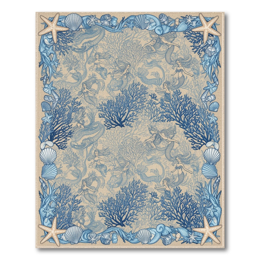 Blue Mermaid Coastal Area Rug