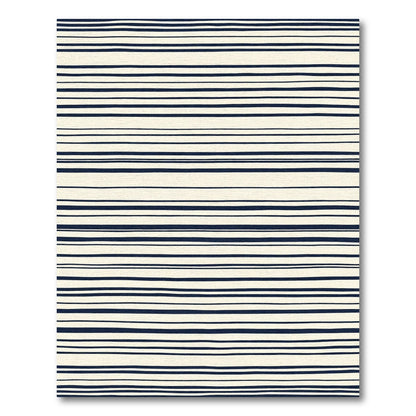 Cream And Navy Horizontal Stripe Rug