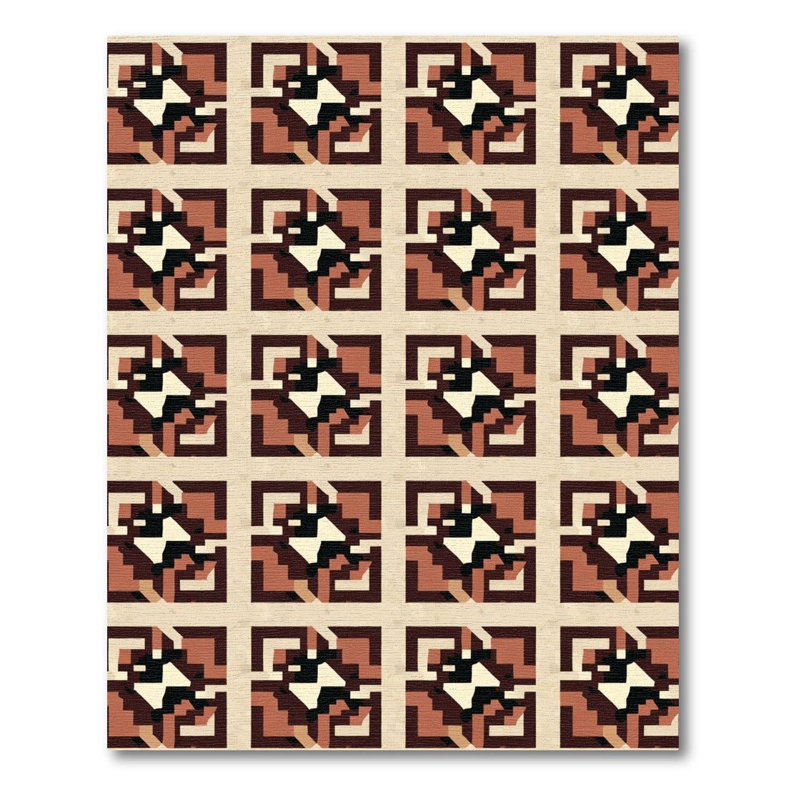 Geometric Earth Tone Abstract Square Rug