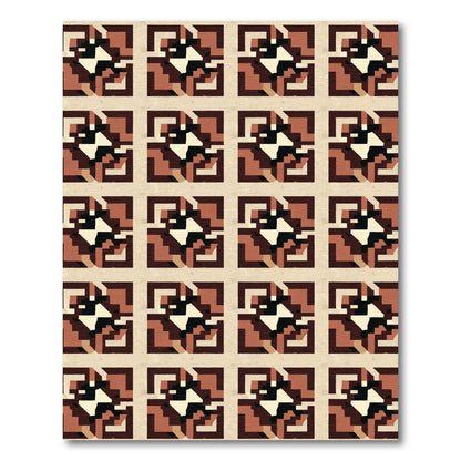 Geometric Earth Tone Abstract Square Rug