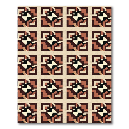 Geometric Earth Tone Abstract Square Rug