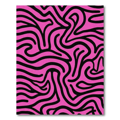 Hot Pink Black Swirl Abstract Rug