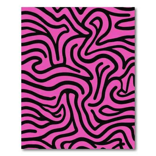 Hot Pink Black Swirl Abstract Rug