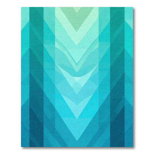 Aqua Geometric Chevron Layers Rug