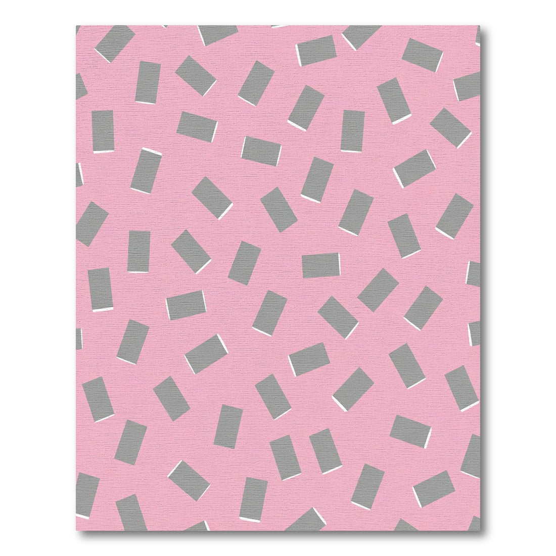 Pink Gray Scattered Rectangles Rug