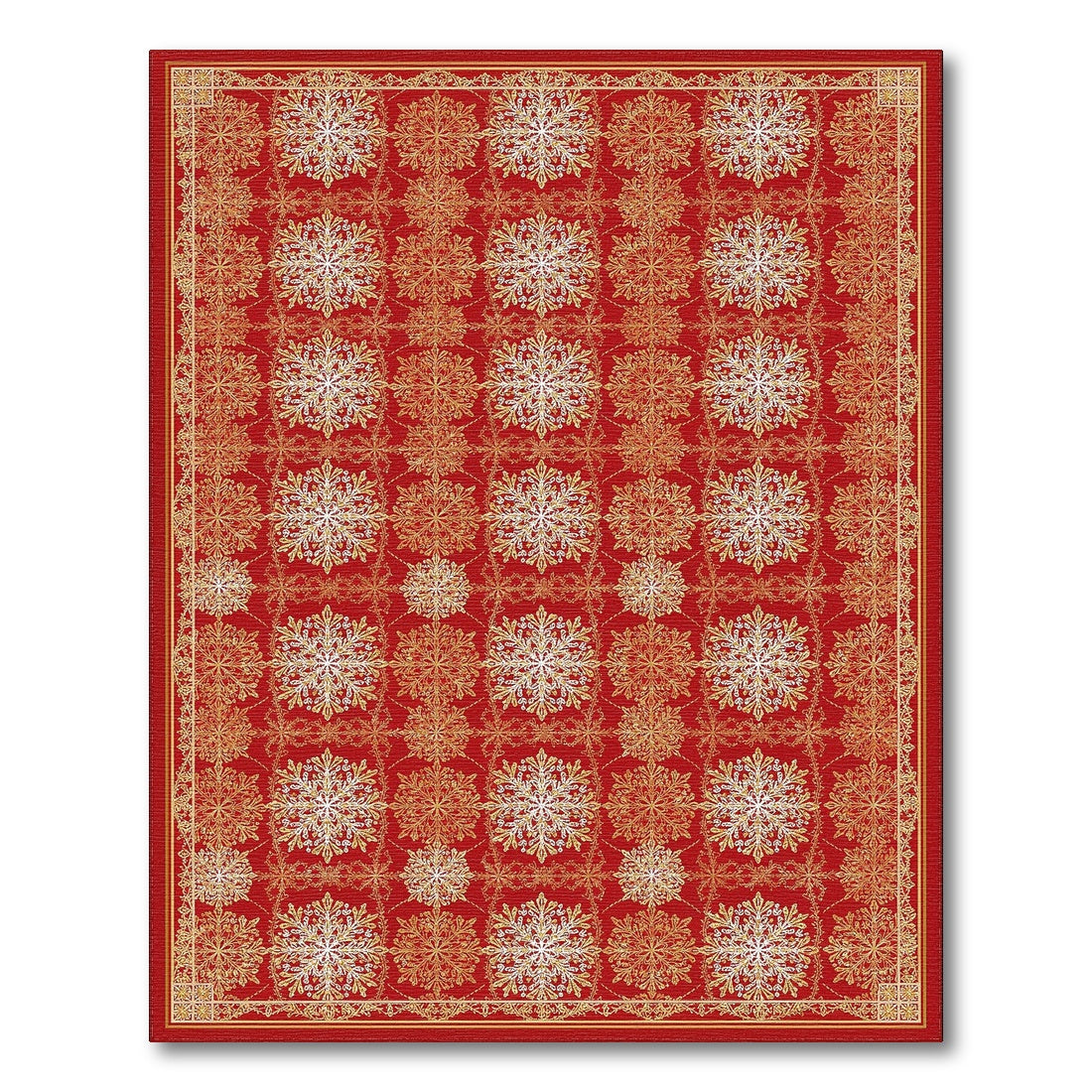 Red Snowflake Persian Red Area Rug