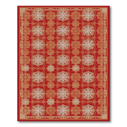 Red Snowflake Persian Red Area Rug
