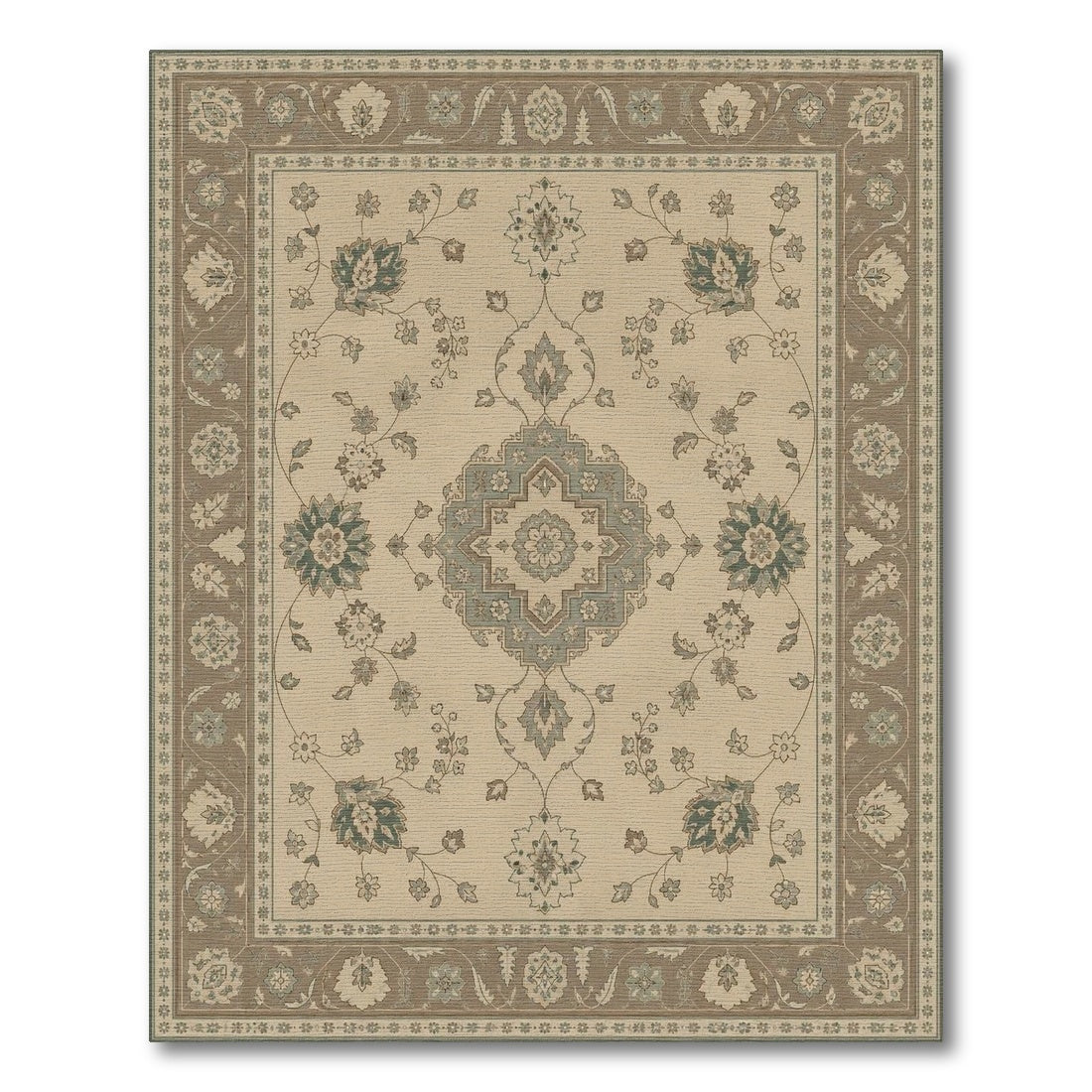 Beige Floral Traditional Persian Area Rug