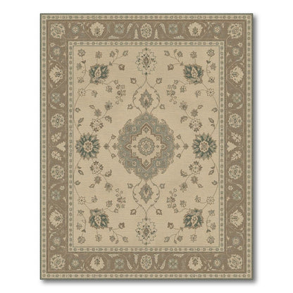 Beige Floral Traditional Persian Area Rug