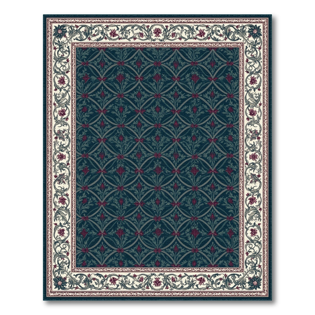 Teal Floral Vintage Area Rug