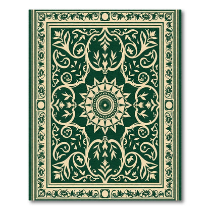 Ornate Green Botanical Mandala Rug