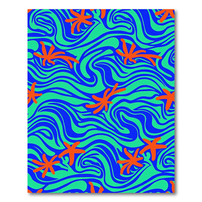 Oceanic Blue Green Starfish Swirl Rug