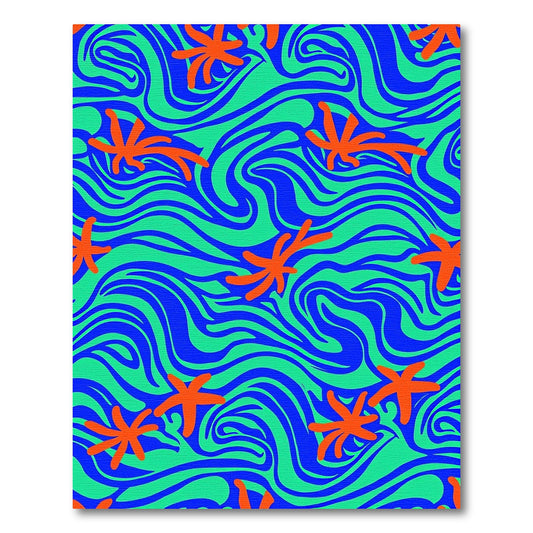 Oceanic Blue Green Starfish Swirl Rug