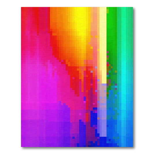 Vibrant Gradient Pixel Mosaic Rug