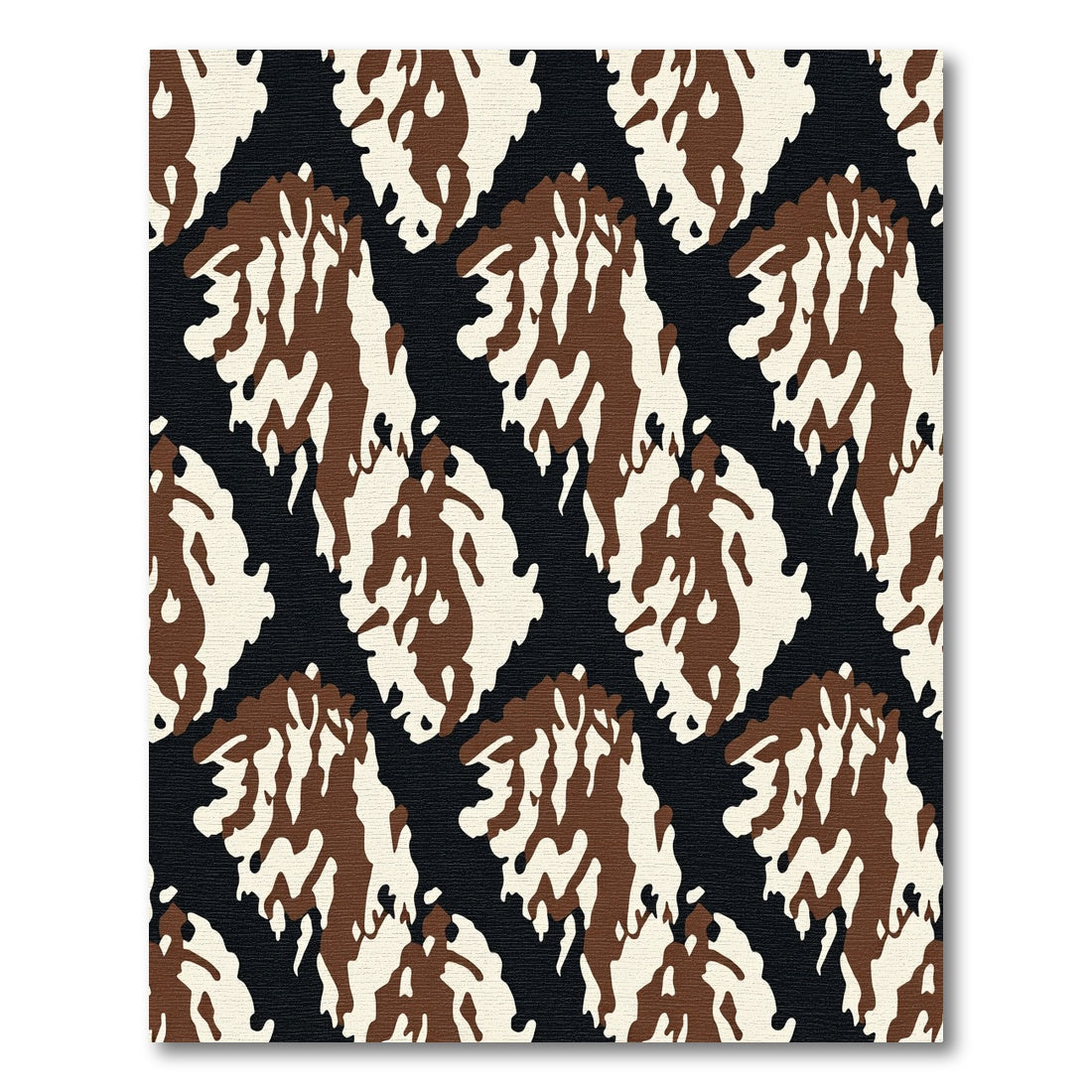 Brown White Jagged Organic Forms Rug