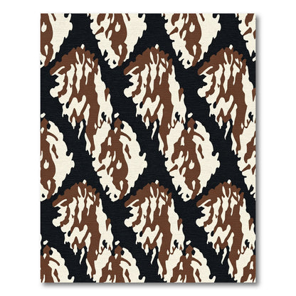 Brown White Jagged Organic Forms Rug