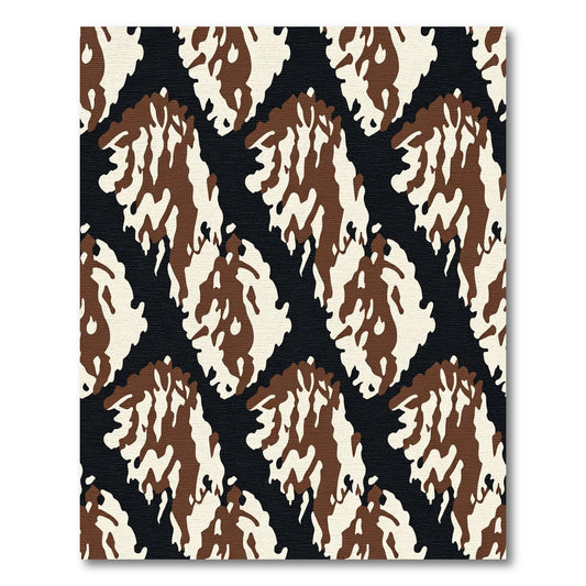 Brown White Jagged Organic Forms Rug