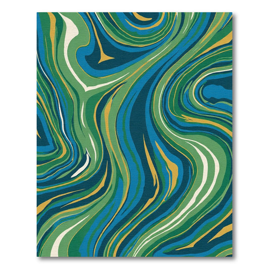 Deep Blue Green Swirl Abstract Rug