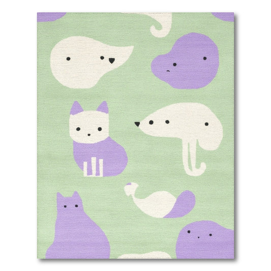 Purple Animal Friends Kids Cartoon Rug