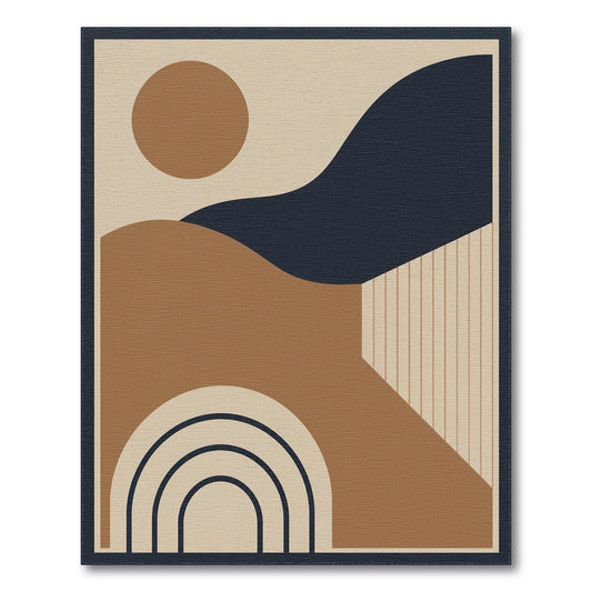 Abstract Geometric Brown Area Rug