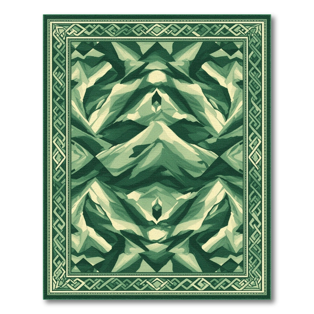 Green Geometric Mountain Area Rug