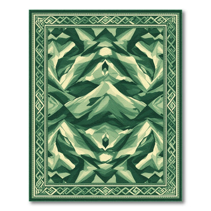Green Geometric Mountain Area Rug