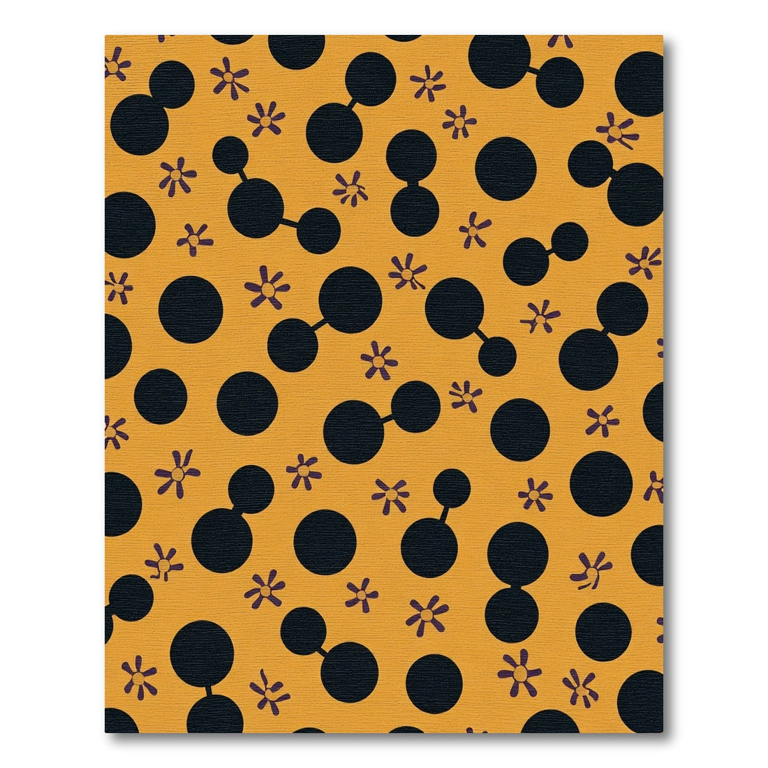 Orange Black Polka Dot Flower Area Rug