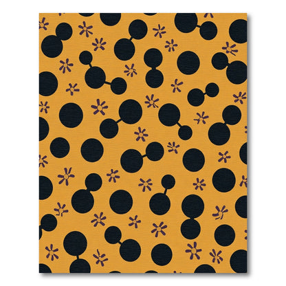 Orange Black Polka Dot Flower Area Rug