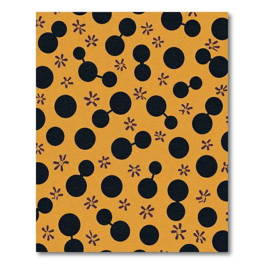 Orange Black Polka Dot Flower Area Rug