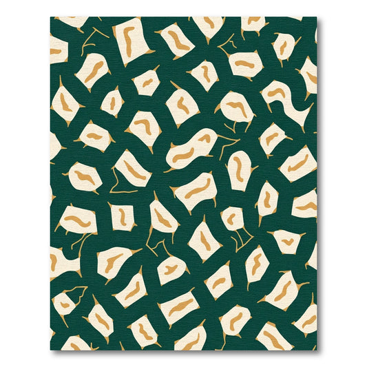 Organic Cream Shapes Teal Background Rug