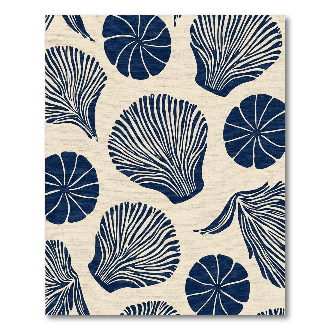 Navy Blue Organic Fan Shell Rug