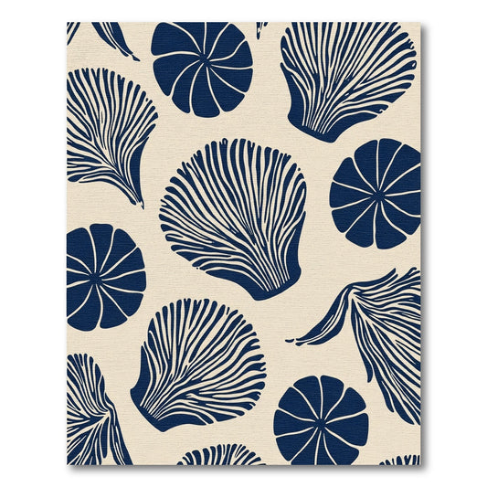 Navy Blue Organic Fan Shell Rug