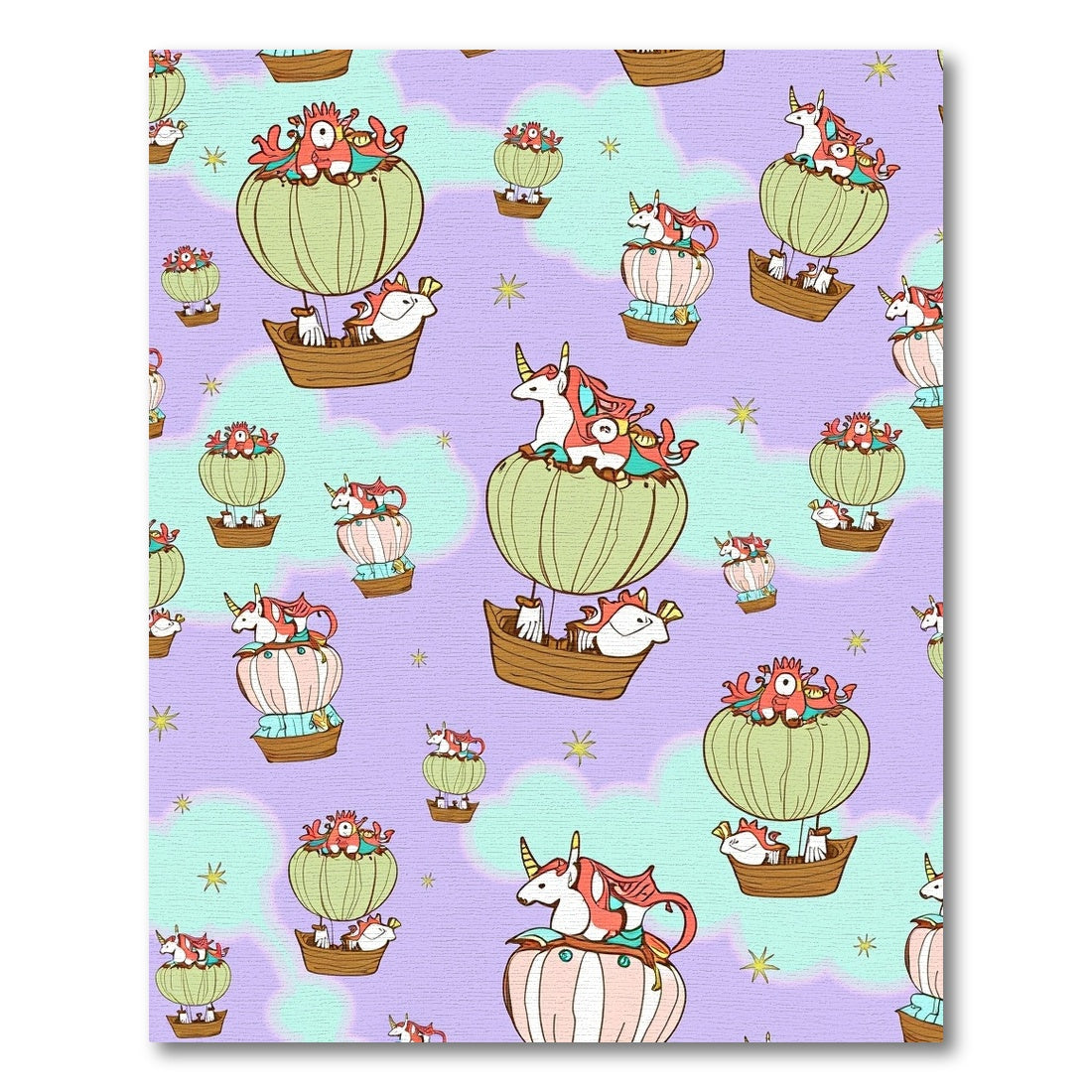 Whimsical Unicorn Hot Air Balloon Adventure Rug