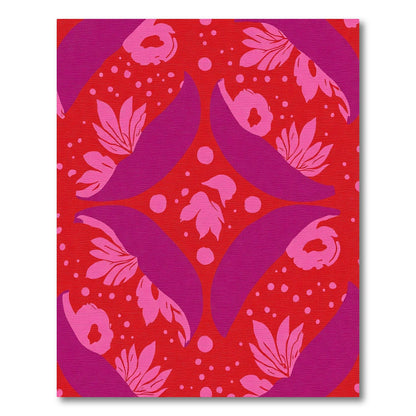 Bold Red Pink Floral Dot Medallion Rug